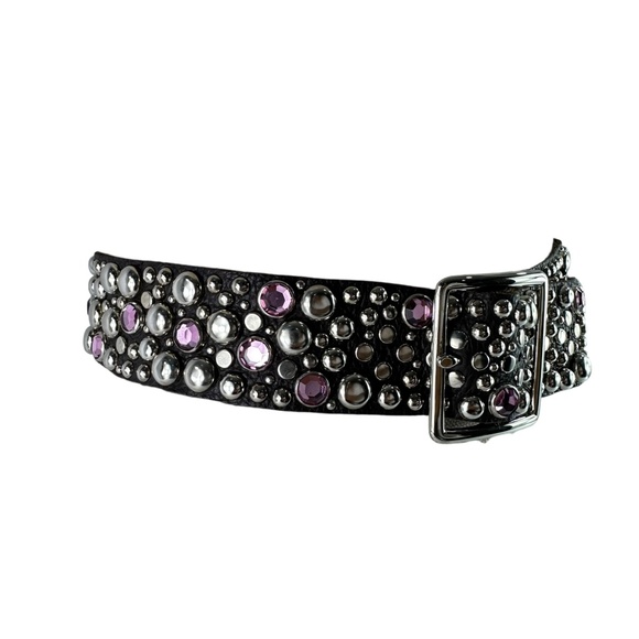 Glamour Brown Genuine Leather With Rhinestones Style Size 34 Unisex Belt main image 4